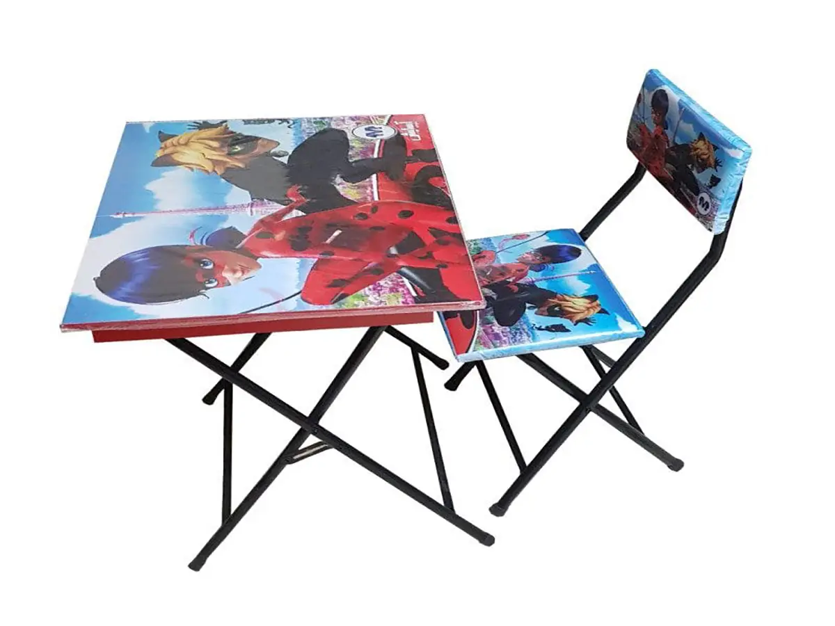 میز_تحریر_دختر_کفشدوزکی-1 ست میز تحریر و صندلی طرح دختر کفشدوزکی مدل تاشو باکسدار - Image 1