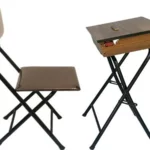 اين ميز با صندلي  تاشو بوده و قابليت تنظيم شيب را دارا مي باشد، ابعاد ميز 30*44 و ارتفاع 80 سانتي متر است.