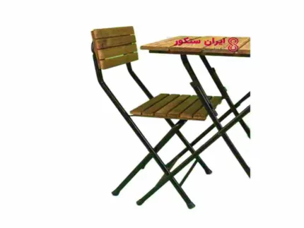 ست میز و صندلی چوبی فلزی مدل تاشو | صندلی تاشو چوبی | میز تاشو | میز وصندلی تاشو کم جا ایران ستکور | میز وصندلی تاشو کافه‌ای ایران ستکور