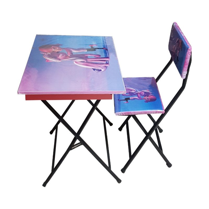 ست میز تحریر و صندلی طرح پونی مدل تاشو باکسدار